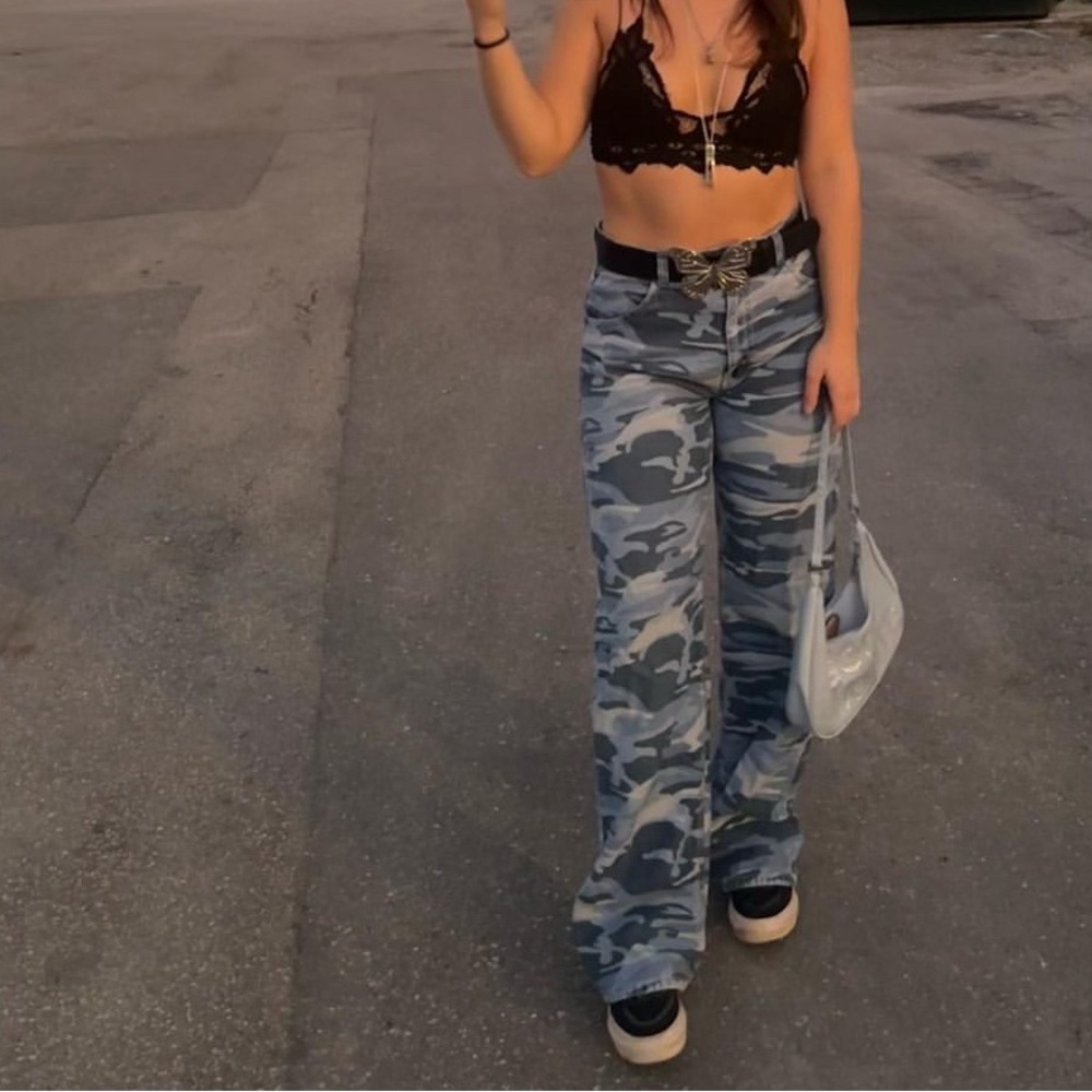 Vintage blue camo boyfriend jeans